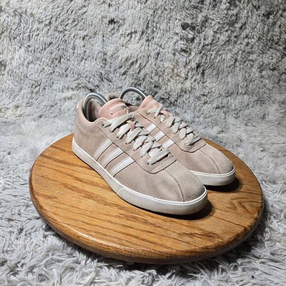 Retro Adidas  Womens 8.5 Sneakers Neo Blush Pink Suede Three Stripe Low Top Shoe - Picture 1 of 11